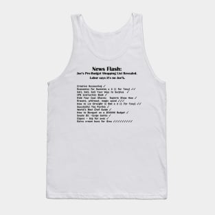 Joe's Shopping List - Black Text Tank Top